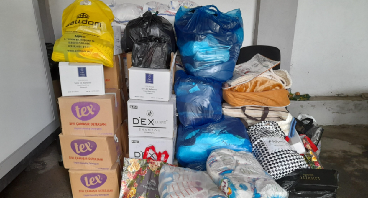 Собранная помощь для Дагестана в фонде "Баракат". Фото корреспондента "Кавказского узла".