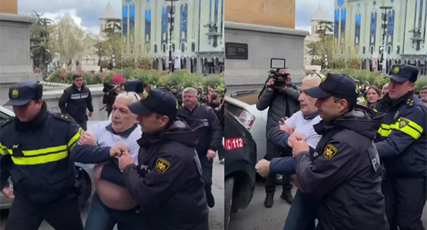 Задержание Шота Одишвили. Фото: Новости Грузии https://www.newsgeorgia.ge/sud-v-tbilisi-naznachil-10-sutok-aresta-aktivistu-oskorbivshemu-ivanishvili-na-akcii-9-aprelja/ Задержание Шота Одишвили. Фото: Новости Грузии https://www.newsgeorgia.ge/sud-v-tbilisi-naznachil-10-sutok-aresta-aktivistu-oskorbivshemu-ivanishvili-na-akcii-9-aprelja/