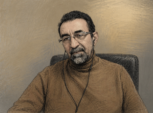 Ганимат Захид,  политобозреватель. Иллюстрация создана Meydan.TV при помощи ИИ в программе ChatGPT.