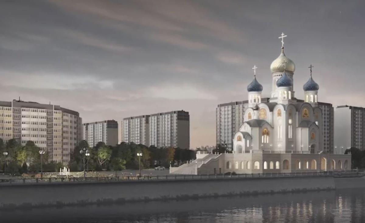 Проект собора на Рождественской набережной. Скриншот видео https://rutube.ru/video/42f6128265a046d62a5efab6a488d478/?utm_source=embed&utm_medium=referral&utm_campaign=main_logo&utm_content=42f6128265a046d62a5efab6a488d478&utm_term=kuban24.tv&t=0