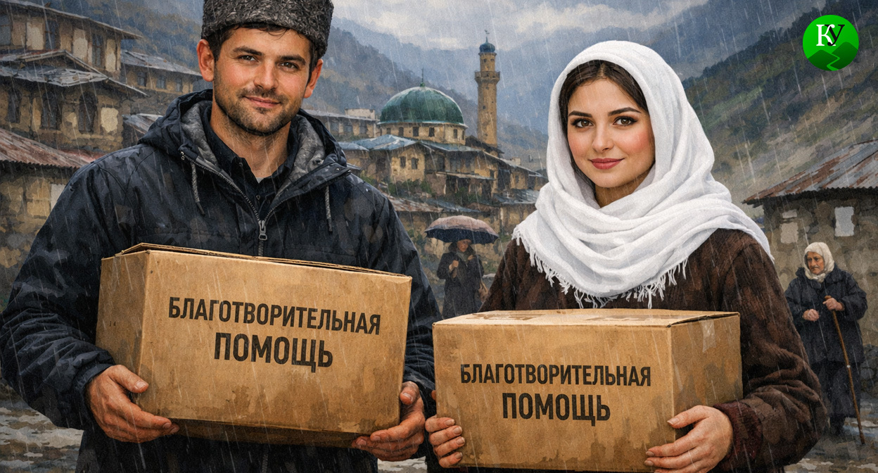 Благотворительная помощь. Иллюстрация создана «Кавказским узлом» с помощью ИИ в программе Copilot
