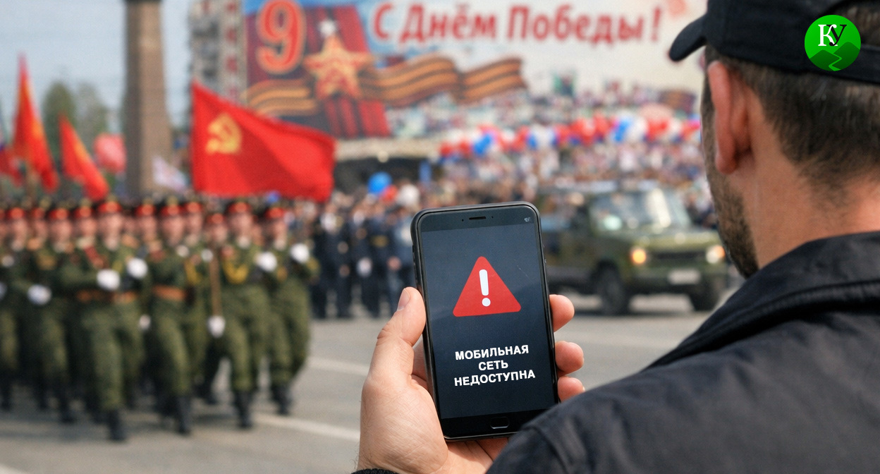 Нет связи во время парада. Иллюстрация создана «Кавказским узлом» с помощью ИИ в программе Copilot