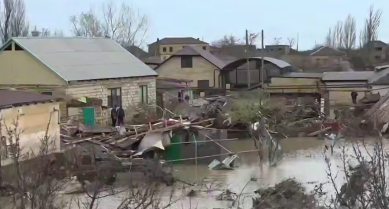 Мамедкала после наводнения. Стоп-кадр видео ГТРК "Дагестан" от 07.04.26, https://t.me/gtrkdagestan/34029