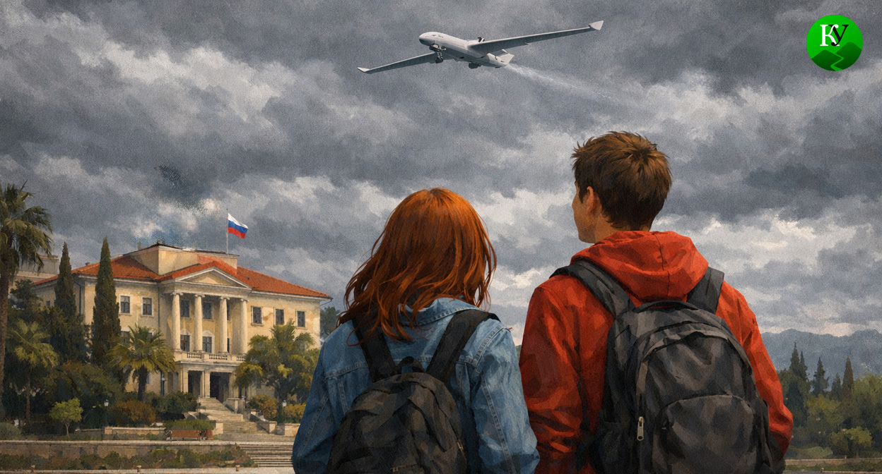 Студенты и БПЛА. Иллюстрация создана «Кавказским узлом» с помощью ИИ в программе Copilot