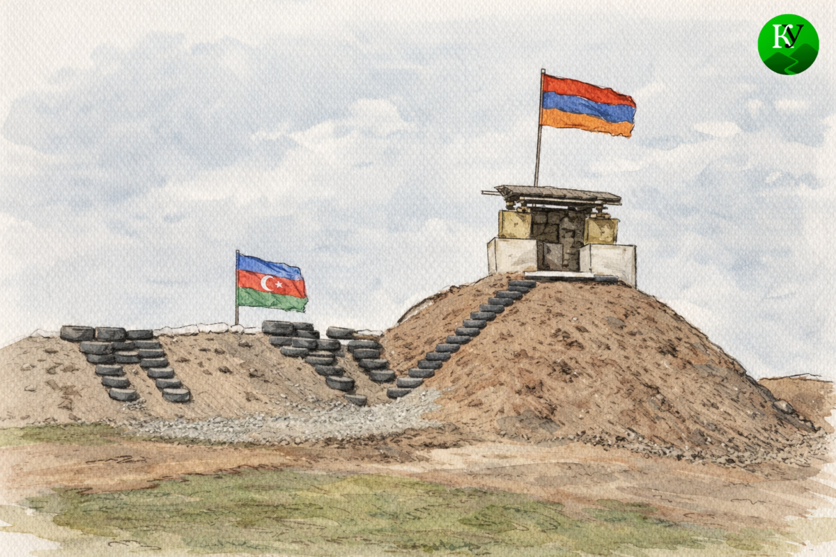 Граница Армении и Азербайджана. Иллюстрация создана "Кавказским узлом" с помощью ИИ.