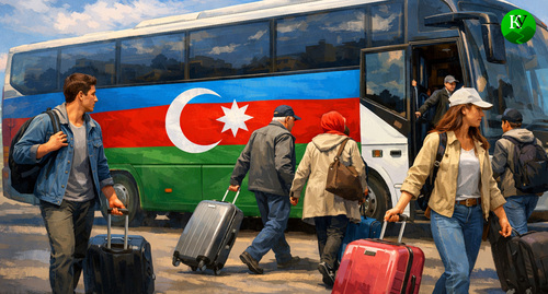 Переселенцы. Иллюстрация создана «Кавказским узлом» с помощью ИИ в программе Copilot
