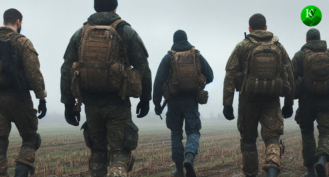 Военные на СВО. Иллюстрация создана «Кавказским узлом» с помощью ИИ в программе Copilot