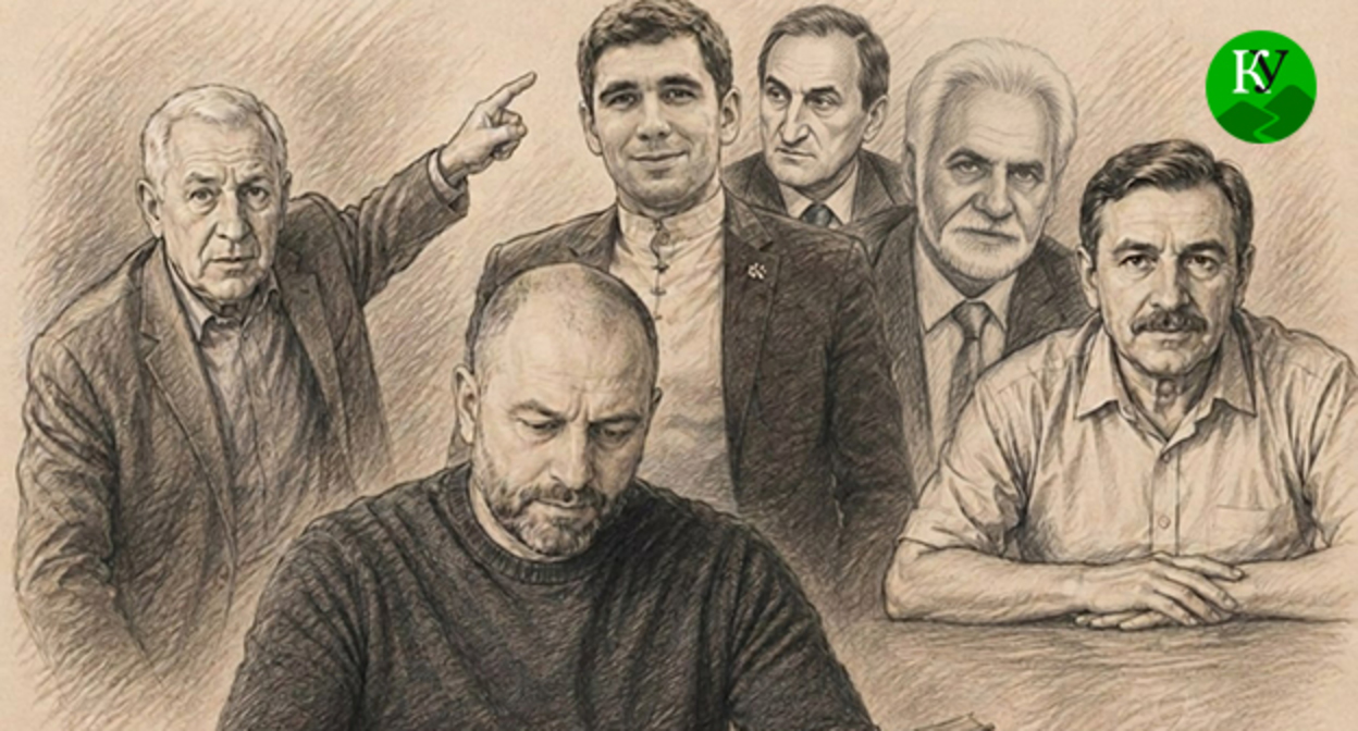 Маркс Шахмурзов, Хаким Кучмезов, Валерий Хатажуков, Заур Кожев, Азамат Шорманов, Музариб Бжахов. Иллюстрация создана "Кавказским узлом" при помощи ИИ в программе Copilot Маркс Шахмурзов, Хаким Кучмезов, Валерий Хатажуков, Заур Кожев, Азамат Шорманов, Музариб Бжахов. Иллюстрация создана "Кавказским узлом" при помощи ИИ в программе Copilot