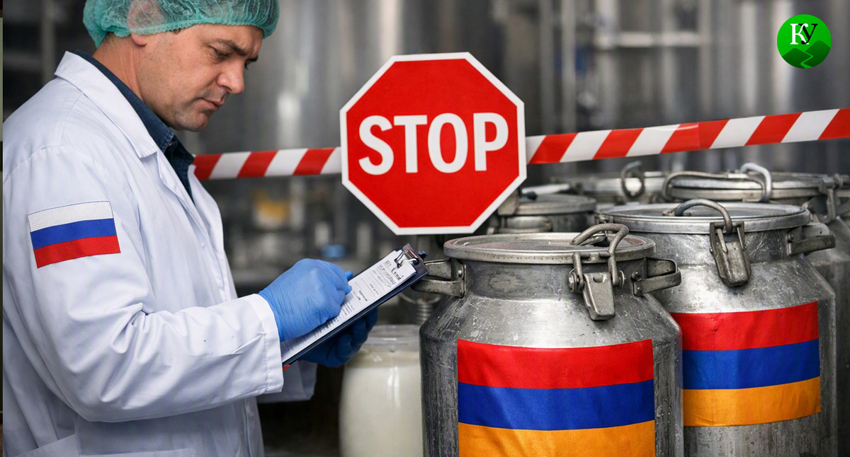 Проверка молочной продукции. Иллюстрация создана «Кавказским узлом» с помощью ИИ в программе Copilot
