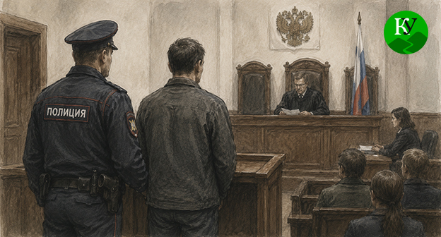 Мужчина в зале суда. Иллюстрация создана "Кавказским узлом" при помощи ИИ в программе Copilot