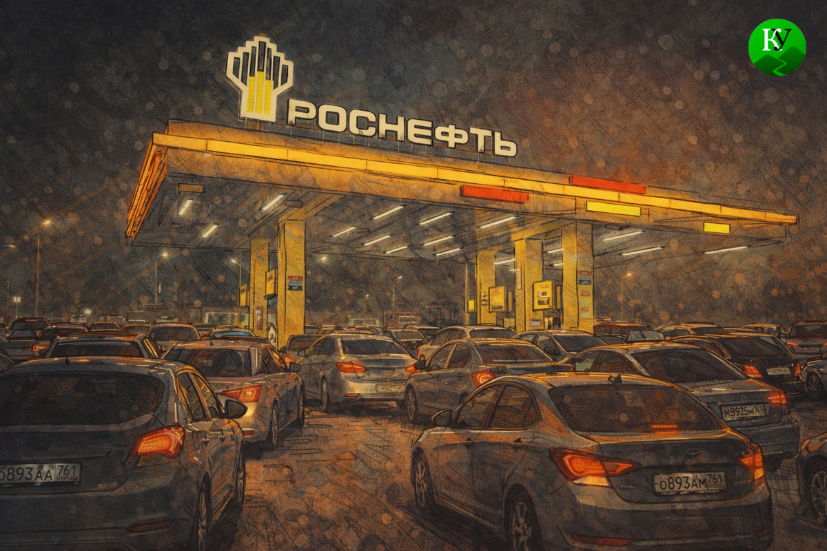 Ночная очередь на АЗС. Иллюстрация создана "Кавказским узлом" с помощью ИИ в программе Copilot