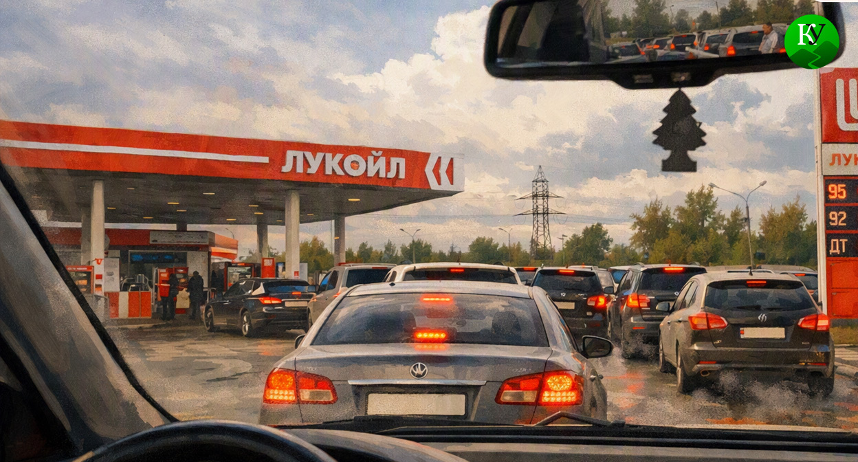 Очередь на заправке. Иллюстрация создана «Кавказским узлом» с помощью ИИ в программе Copilot Очередь на заправке. Иллюстрация создана «Кавказским узлом» с помощью ИИ в программе Copilot