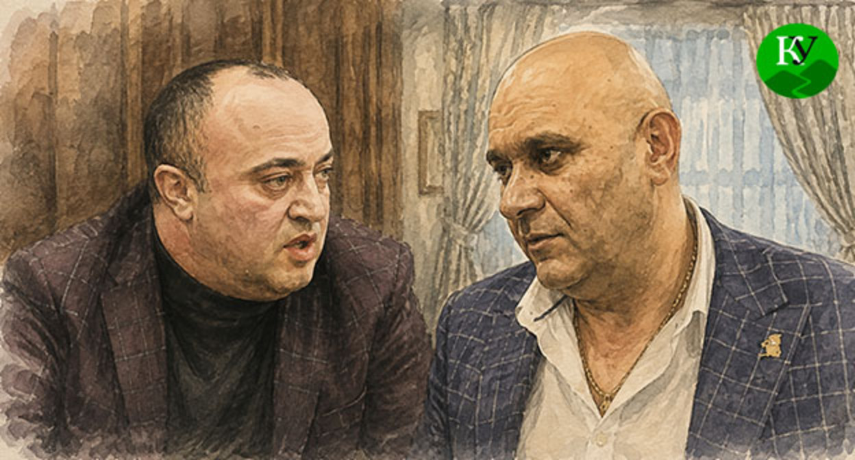 Артур Даллакян (слева) и Седрак Арустамян. Иллюстрация создана "Кавказским узлом" при помощи ИИ в программе Copilot