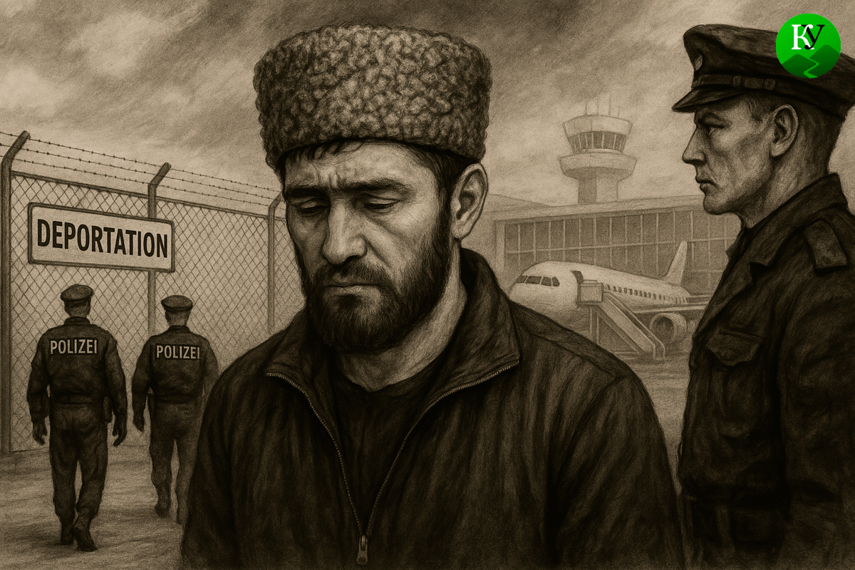 Депортация уроженца Чечни. Иллюстрация создана "Кавказским узлом" с помощью ИИ в программе Copilot.