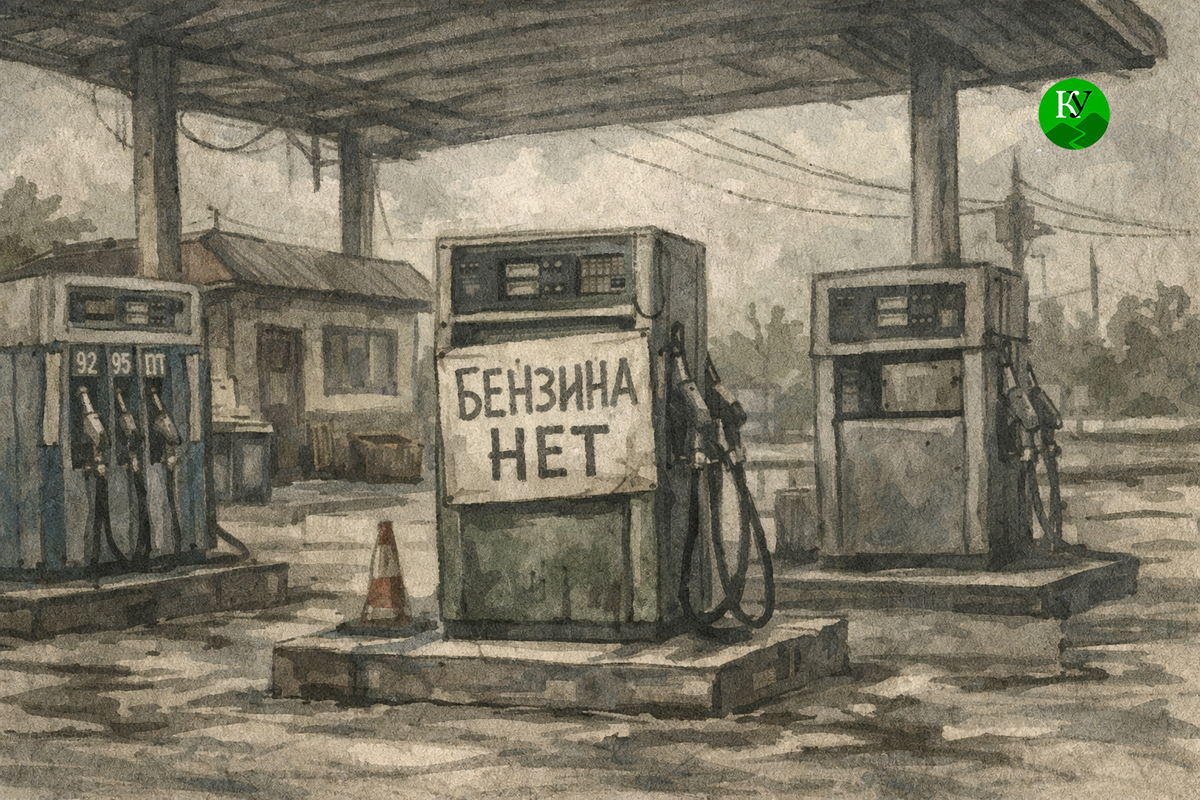Объявление на АЗС об отсутствии бензина. Иллюстрация создана "Кавказским узлом" при помощи ИИ в программе Copilot Объявление на АЗС об отсутствии бензина. Иллюстрация создана "Кавказским узлом" при помощи ИИ в программе Copilot