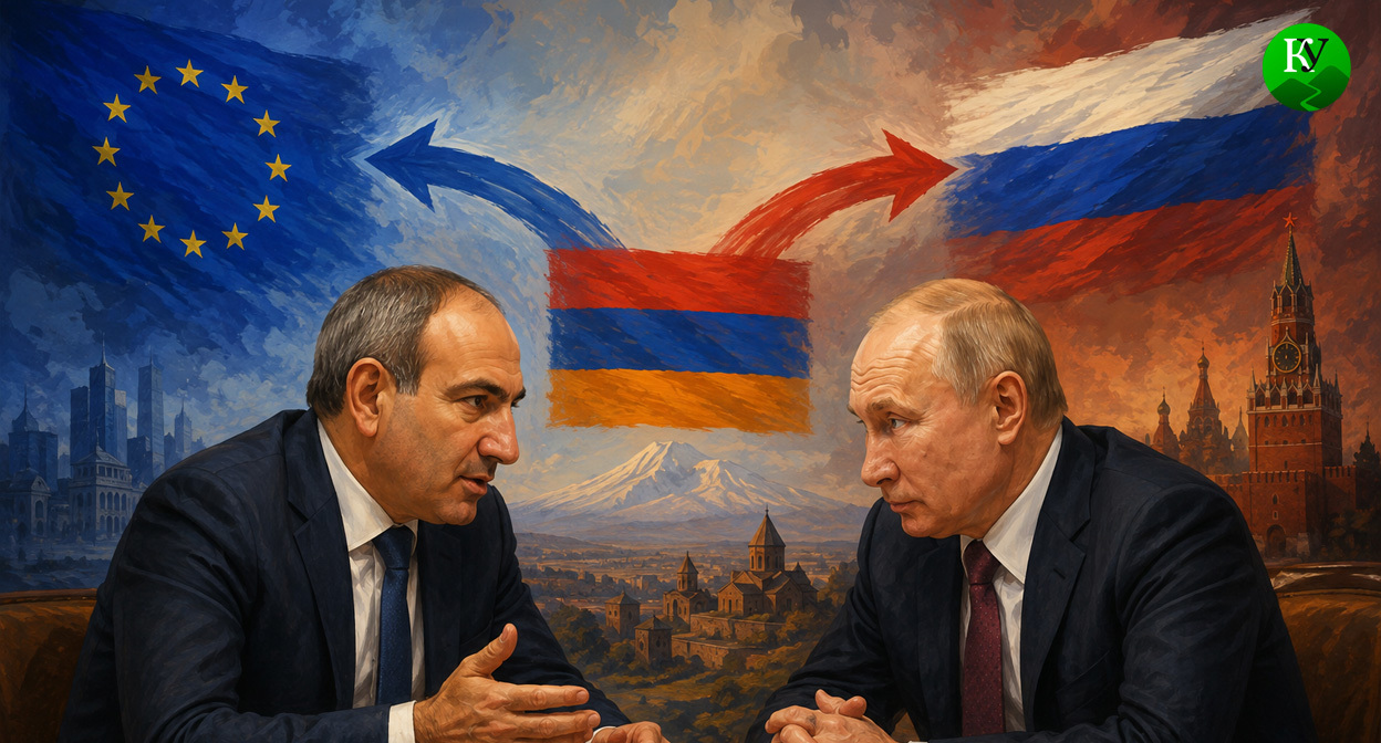 Пашинян и Путин. Иллюстрация создана «Кавказским узлом» с помощью ИИ в программе Copilot Пашинян и Путин. Иллюстрация создана «Кавказским узлом» с помощью ИИ в программе Copilot