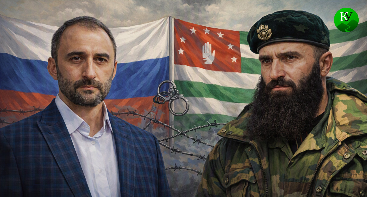 Бжинава и Басаев. Иллюстрация создана «Кавказским узлом» с помощью ИИ в программе Copilot