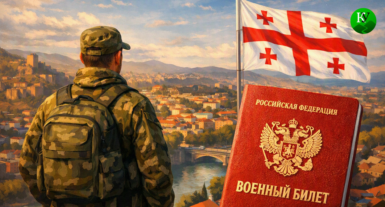 Дезертир в Грузии. Иллюстрация создана «Кавказским узлом» с помощью ИИ в программе Copilot