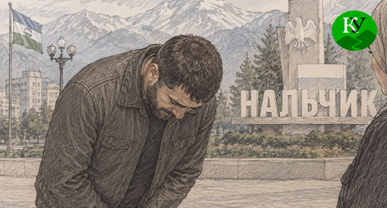 Житель Нальчика приносит извинения. Иллюстрация создана "Кавказским узлом" при помощи ИИ в программе Copilot Житель Нальчика приносит извинения. Иллюстрация создана "Кавказским узлом" при помощи ИИ в программе Copilot