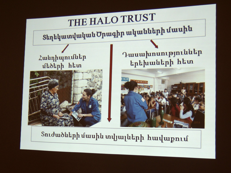 Работа (информирование населения) The Halo Trust в селе (слева) и Стнпанакертсокй школе. Работа (информирование населения) The Halo Trust в селе (слева) и Стнпанакертсокй школе.